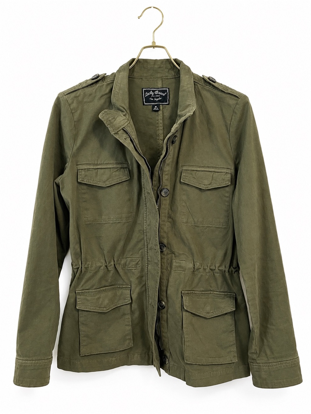 Lucky Brand Green Military Utility Jacket M Twill Cotton Pockets Gorpcore Camp